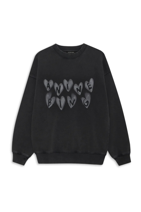 Spencer Sweatshirt Hearts Washed Black