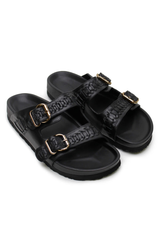 Buckle Sandal Woven Black/ Gold