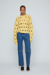 Cable Knit Holey Sweater Lemon