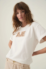 Devotion Braided Logo Tee White/ Taupe