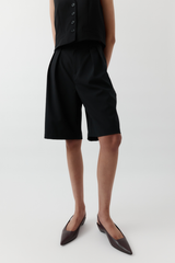 Double Pleated Shorts Black