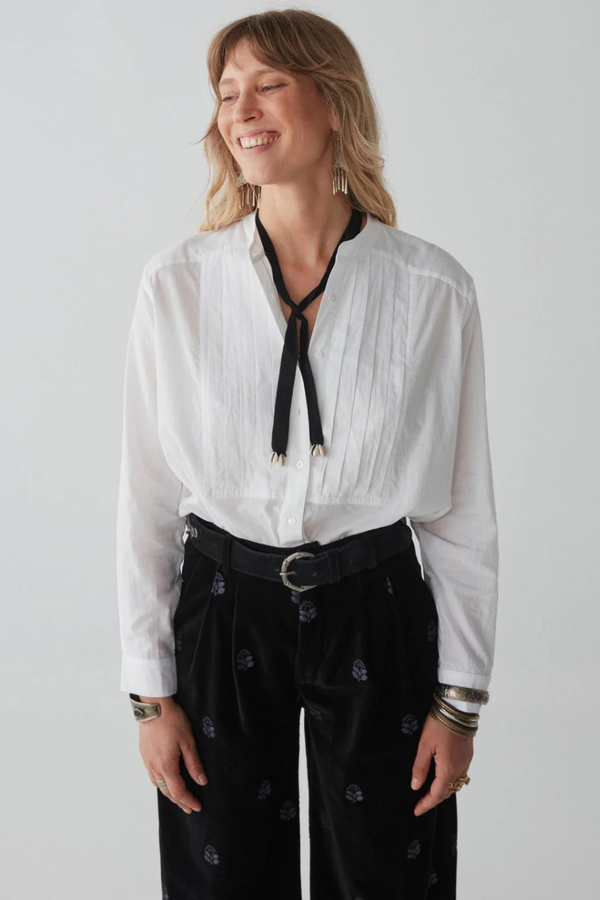 Yves Blouse Tuxedo Off White