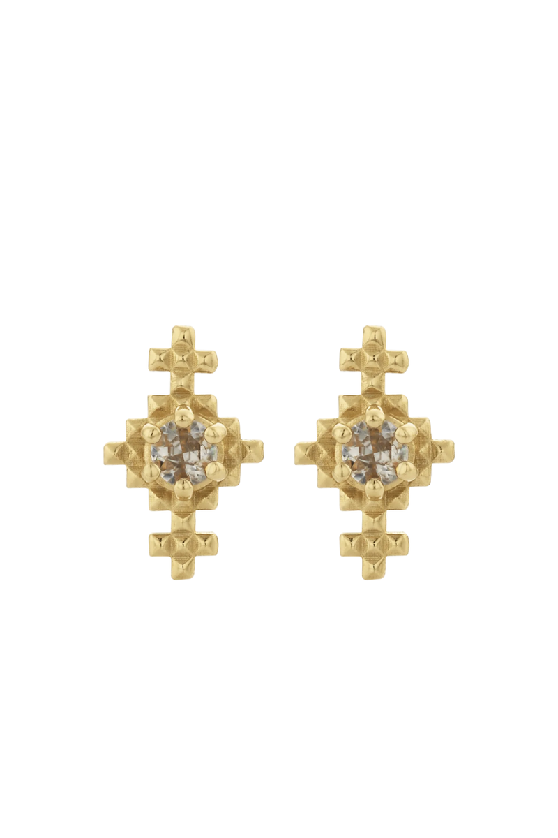 Indie Studs Gold | Peach Zircon