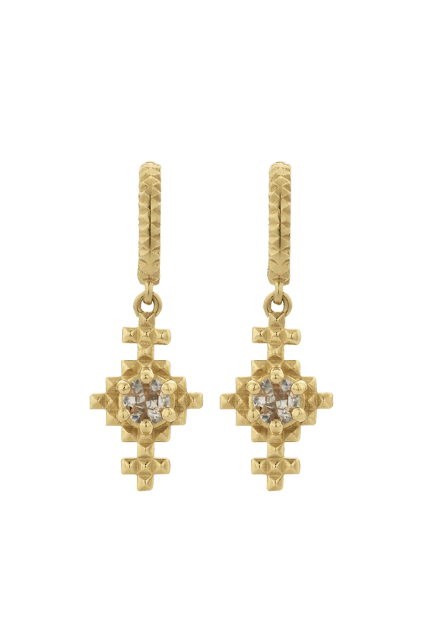 Indie Earrings Gold | Peach Zircon