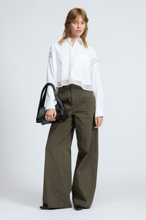 Beatrice Cropped Combo Shirt White