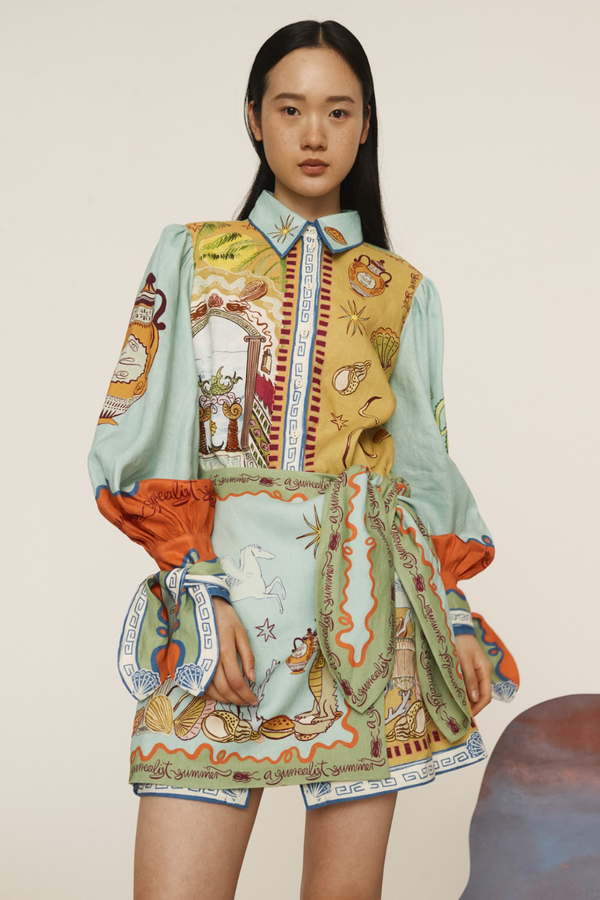 Surrealist Summer Mini Shirtdress