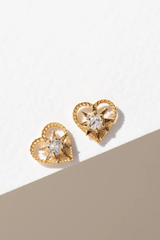 Kind Heart Earrings Gold- White Zircon