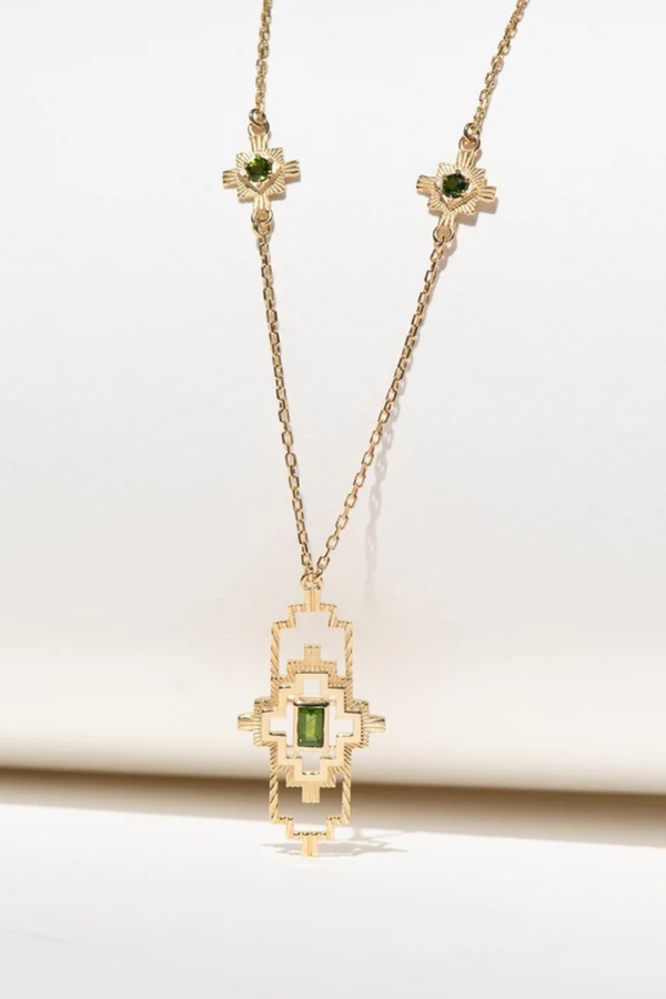 Munay Necklace 22k Gold Plate with Chrome Diopside