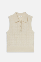 The Cable Polo Vest Cream