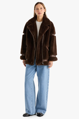 Clover Faux Fur Jacket Chocolate