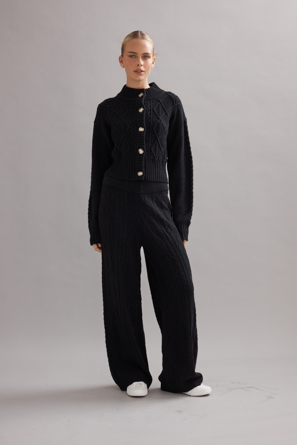 Cable Knit Pant Black