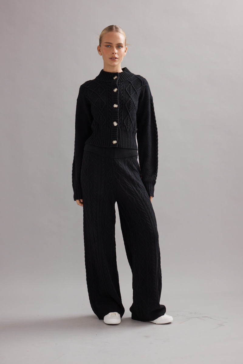 Cable Knit Pant Black