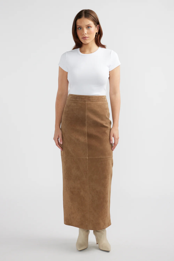 Ana Suede Maxi Skirt Toffee