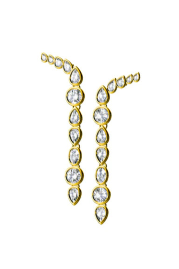 Multi Stone Duster Earrings Gold