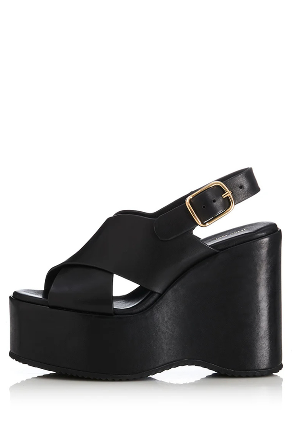 Ophelia Wedge Black / Black Leather