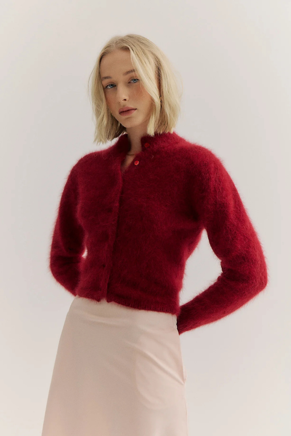 Bella Cashmere Cardigan Merlot