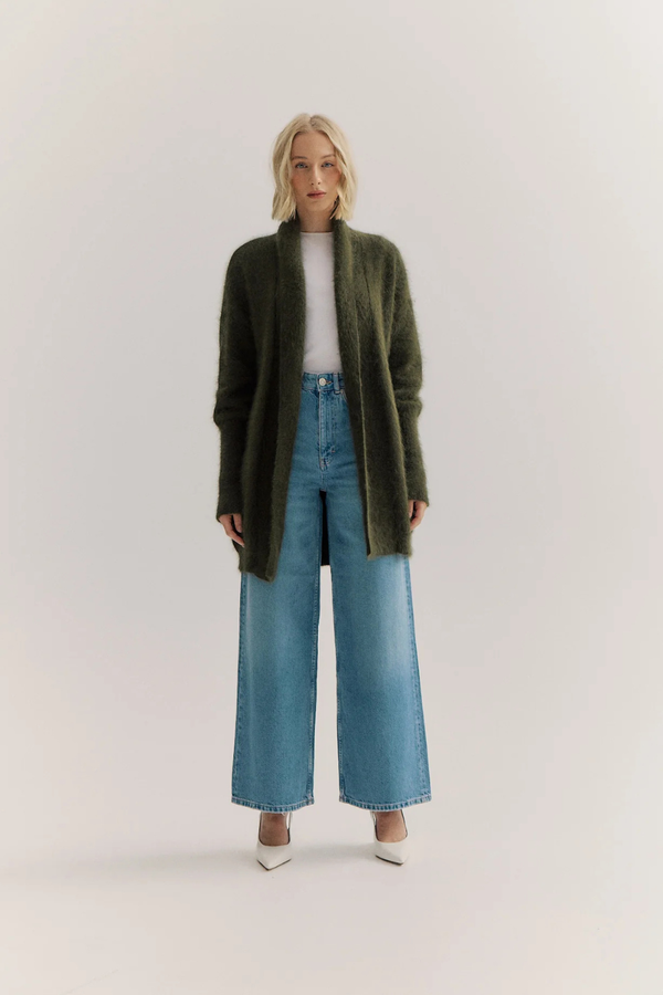 Sophia Open Cashmere Cardigan Moss
