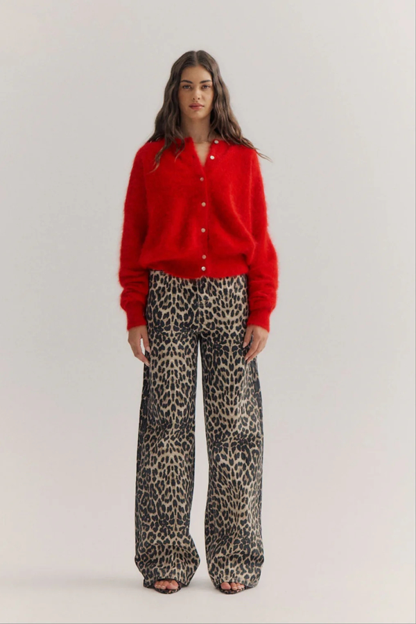 Frankie Cashmere Crew Neck Cardigan Flame