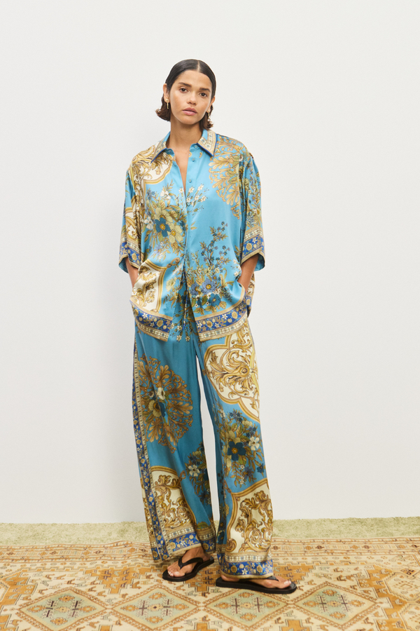 Cassie Silk Pant Blue