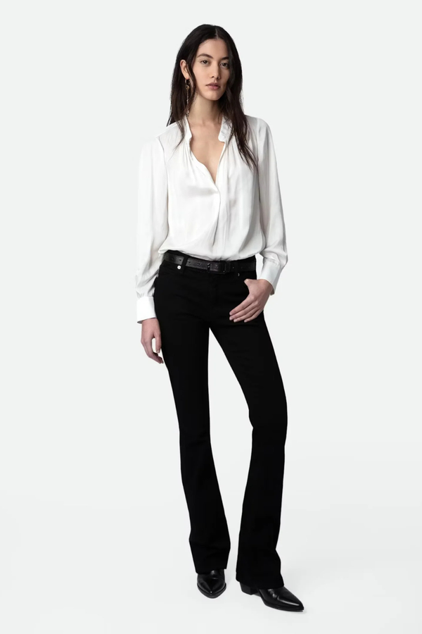 Tink Satin Blouse Blanc