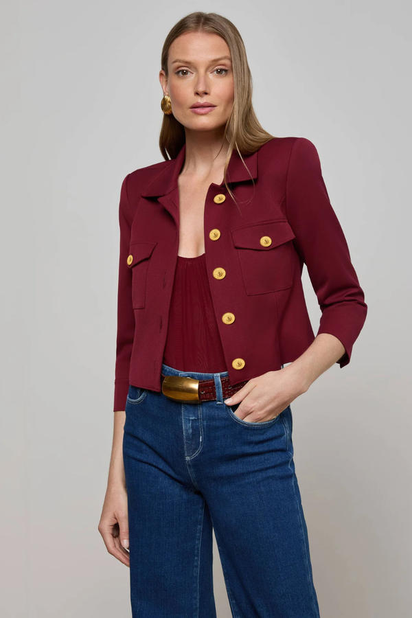 Kumi Cropped Jacket Black Cherry