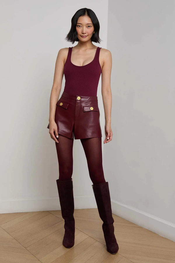 Dionne Vegan Leather Short Black Cherry