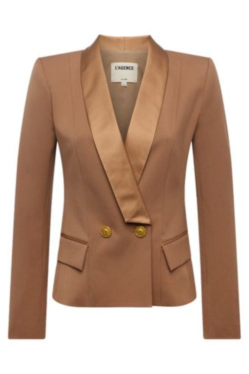 Imogen Satin Lapel Blazer Cinnamon Swirl