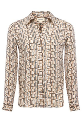 Nina Silk Blouse Ecru Multi Geo Print