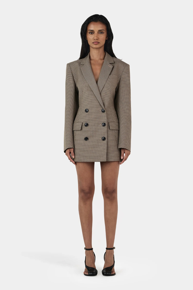 Callum Blazer Dress Chestnut Check
