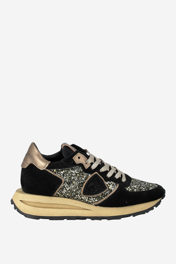Tropez Haute Low Woman Glitter Daim Noir