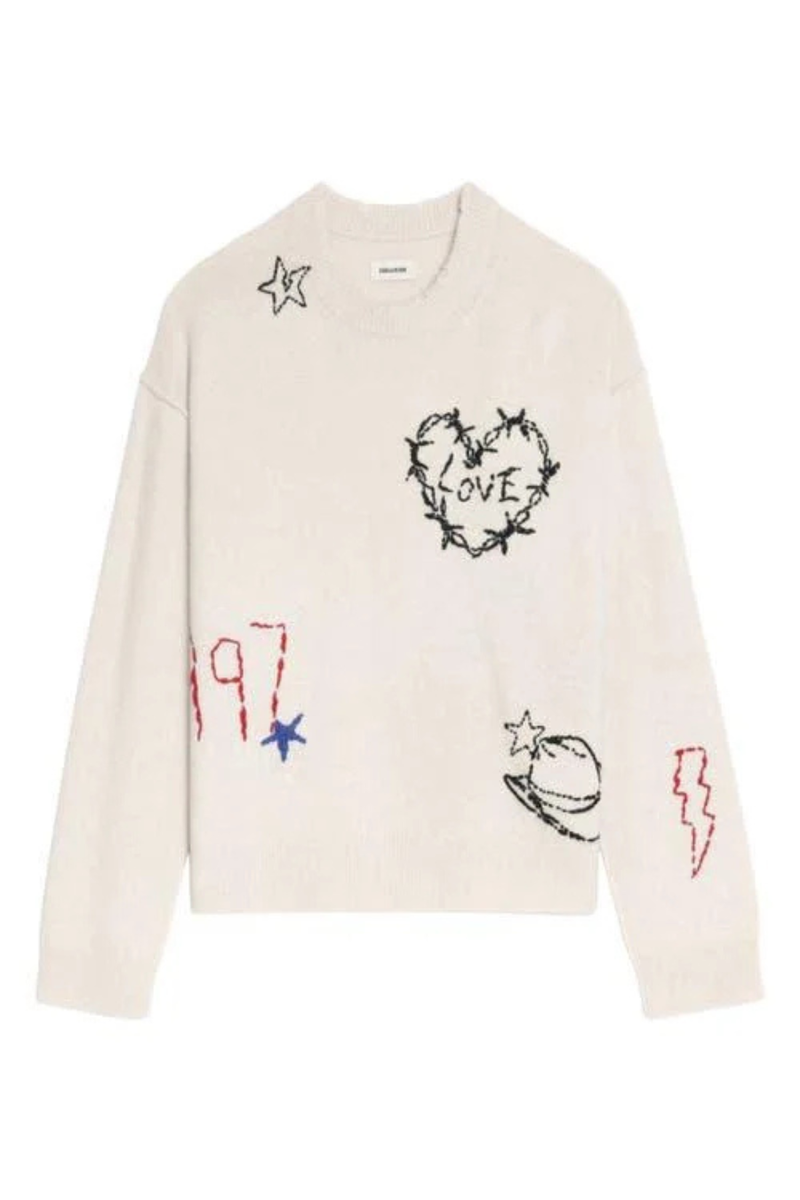 Markuz Heart Cashmere Sweater Ecru
