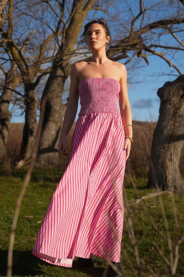 Layla Dress Magneta Stripe