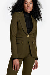 Military Peaked Lapel Blazer Army