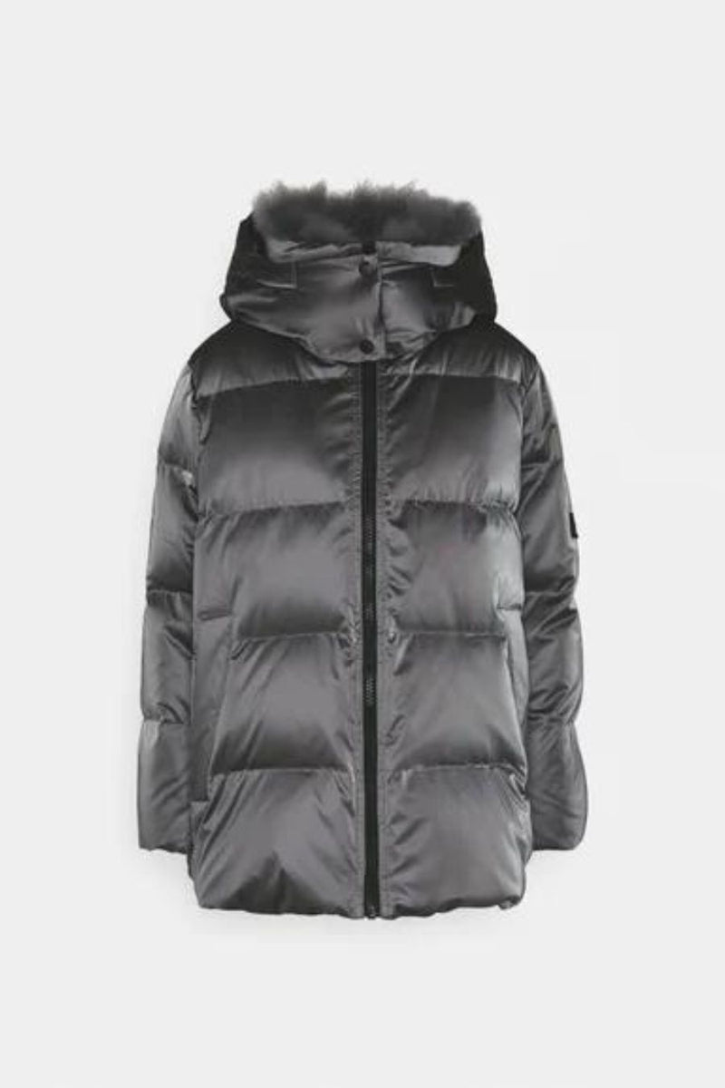 Glazed Technical Parka 76cm Basalte