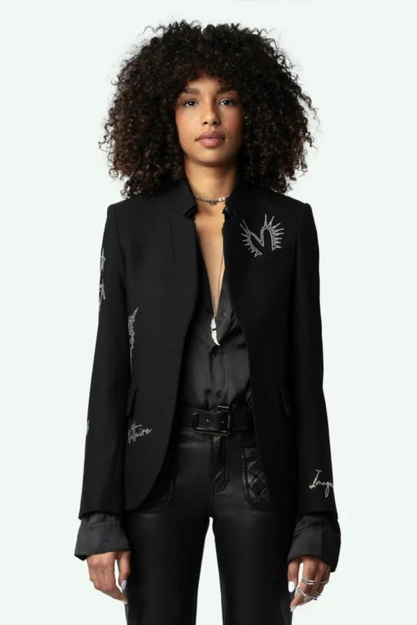 Very Strass Heart Blazer Noir