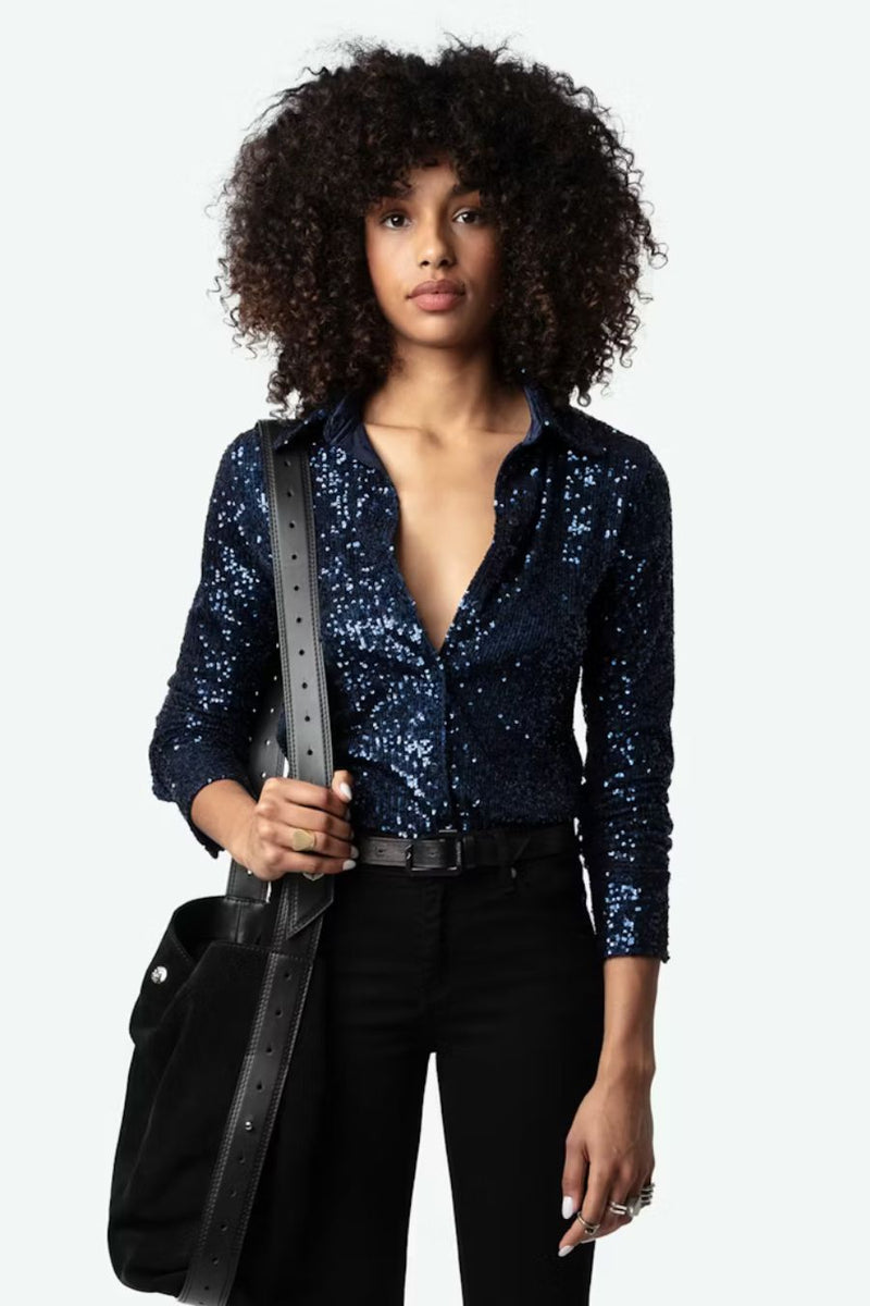 Tawny Sequin Shirt Encre