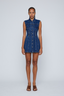 Zipper Denim Mini Dress Indigo
