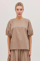 The Gathered Sleeve Top Praline