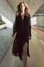 Sheer Gathered Skirt Black