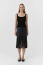 Leather Fringe Skirt Black