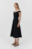 Compact Cotton Off Shoulder Dress Black