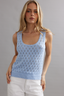 Lace Stitch Tank Sky Blue