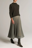 Sheer Houndstooth Pleated Pull-On Skirt Black/ Sage