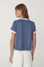 Rania Contrast Knit Tee Chalk Blue