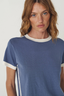 Rania Contrast Knit Tee Chalk Blue