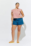 Crush Cotton Blouse Pink/Yellow