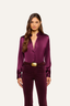 Bianca Band Collar Blouse Dark Plum