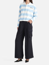 Penelope Cropped Polo Calm Blue Stripe