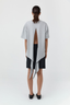 Cotton Jersey Split Back Tee Light Grey Marle