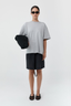 Cotton Jersey Split Back Tee Light Grey Marle